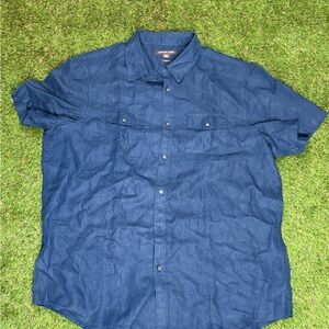 michael kors xxl blue button up shirt